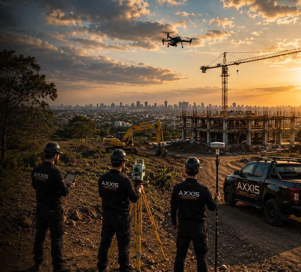 Equipe AXXIS Topografia em operação de campo